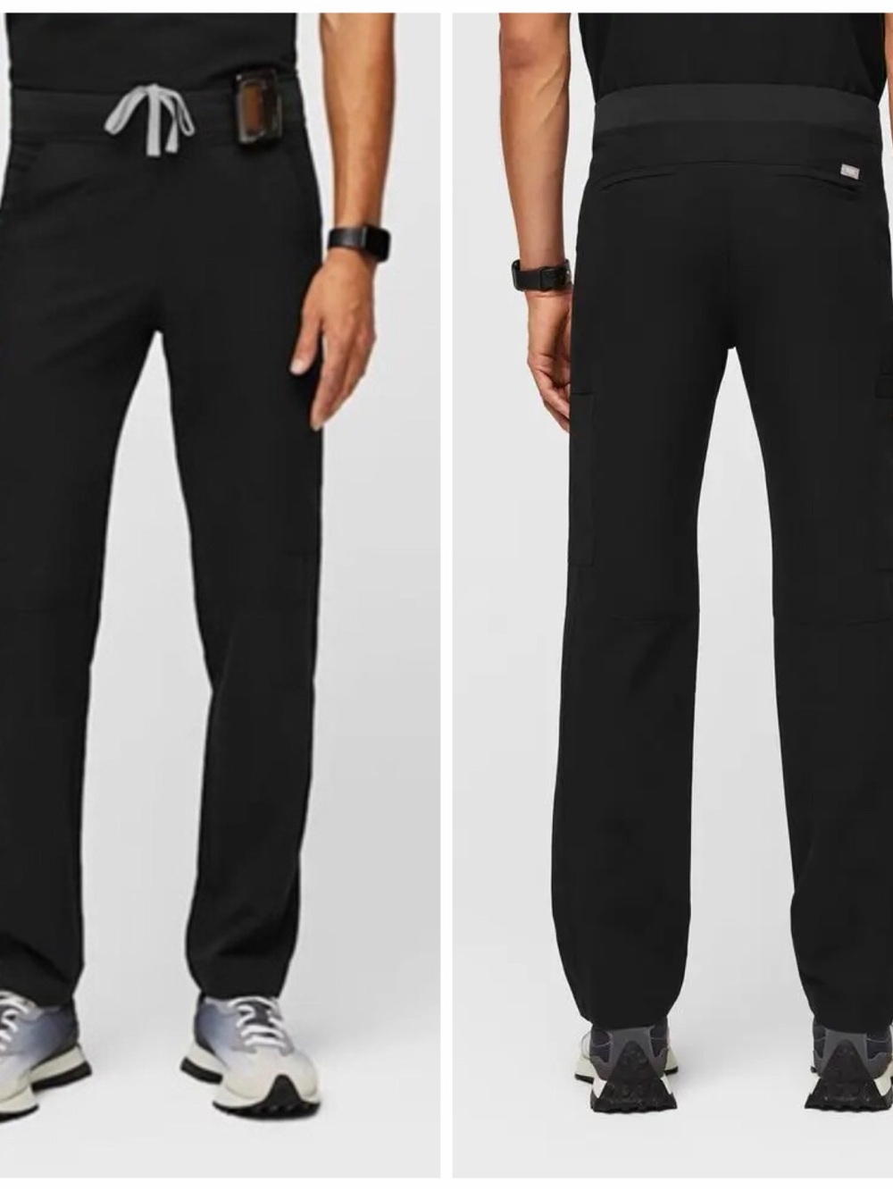 FIGS Axim Straight-Leg Scrub Pant Black Cargo Pockets Technical Collection L